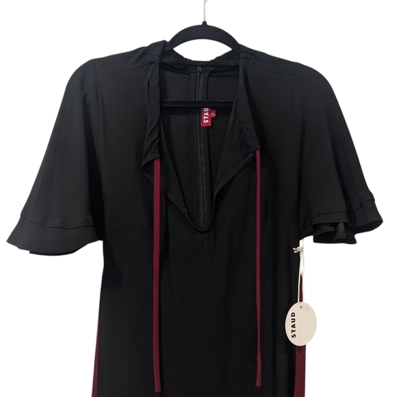 NWT Staud Victorian Vintage Black Rainbow Detail Maxi Dress Size 0 - Picture 7 of 10